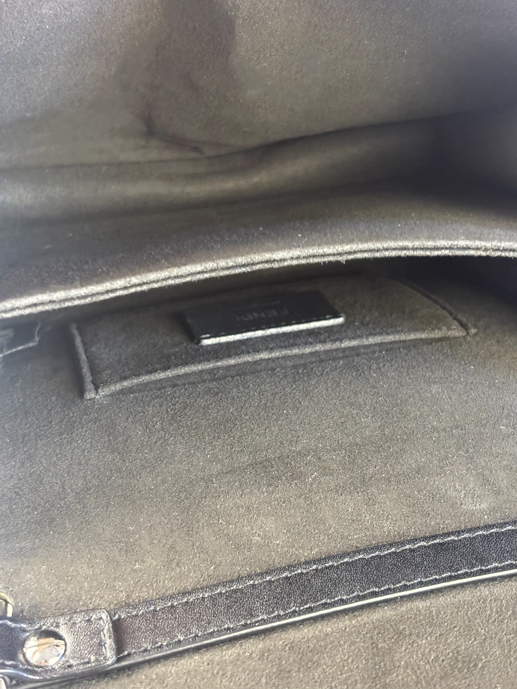 Fendi Black Leather Kan I Monster Eyes Shoulder Bag
