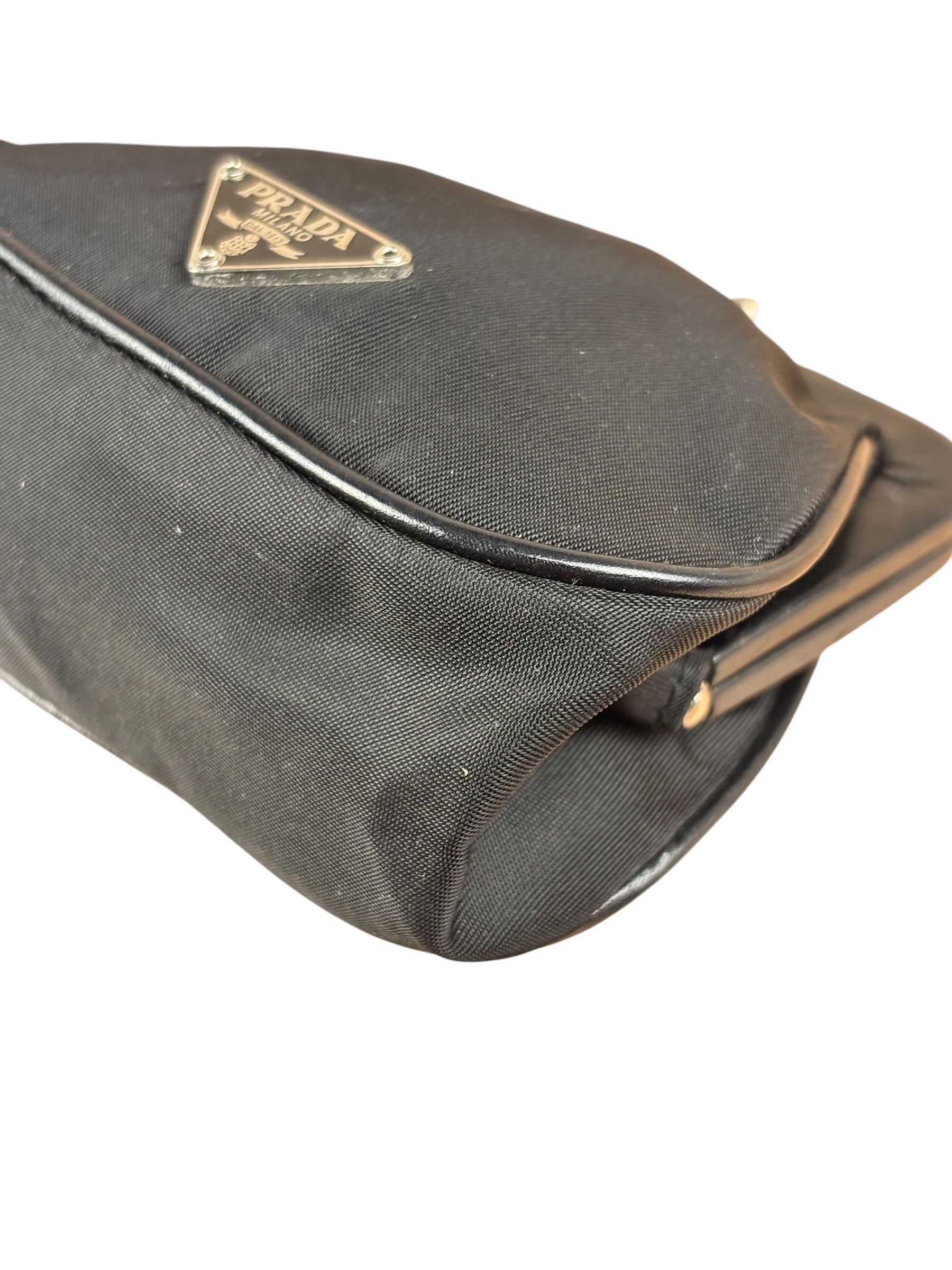 Prada Black Tessuto Nylon Leather Trim Liss-Lock Coin Bag
