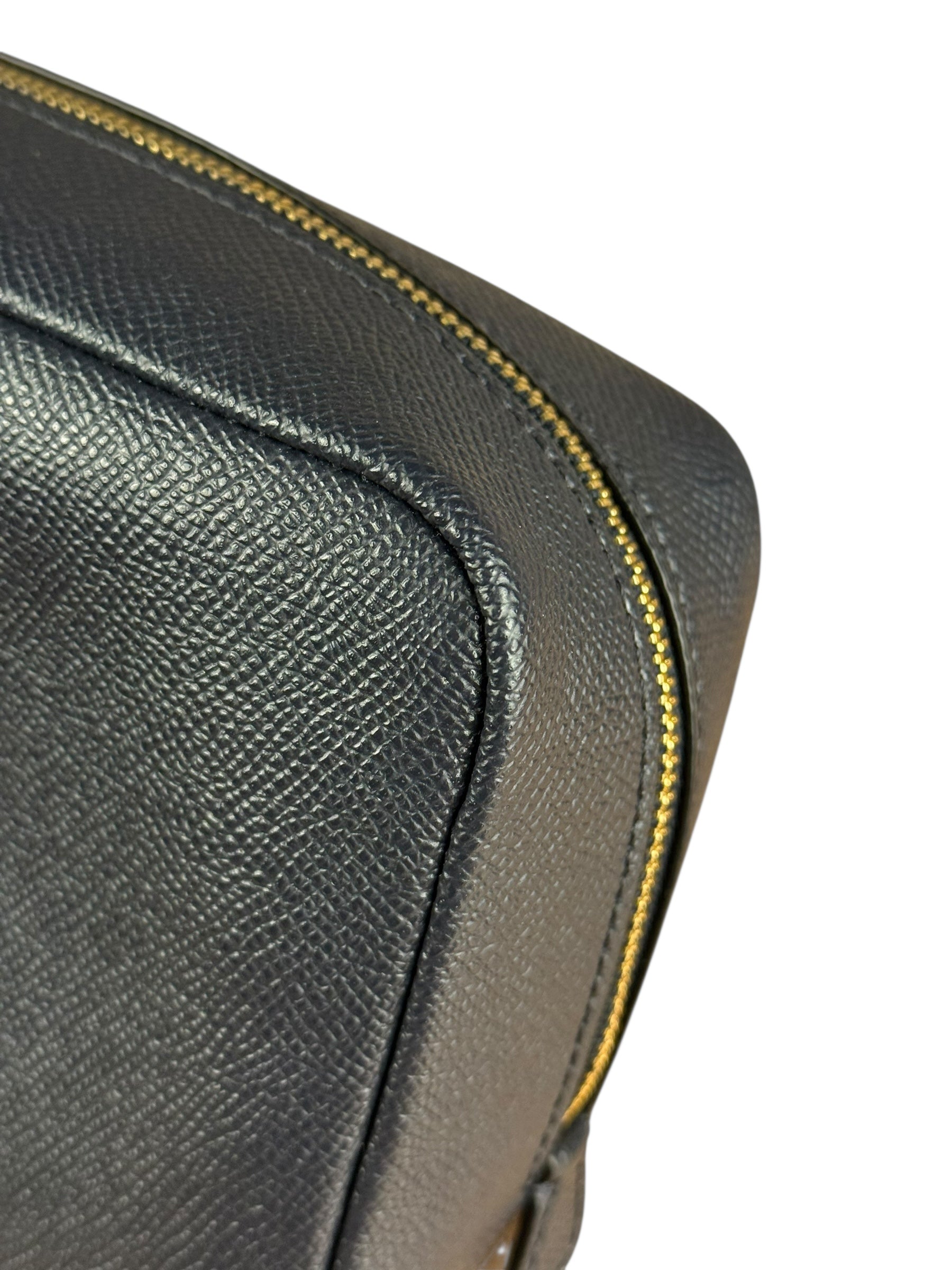 Coach Cosmetic Pouch Navy Blue Pebbled Leather