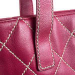 Chanel Vintage Pink Leather Wild Stitch Surpique Tote Bag