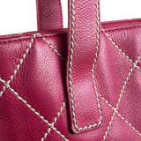 Chanel Vintage Pink Leather Wild Stitch Surpique Tote Bag