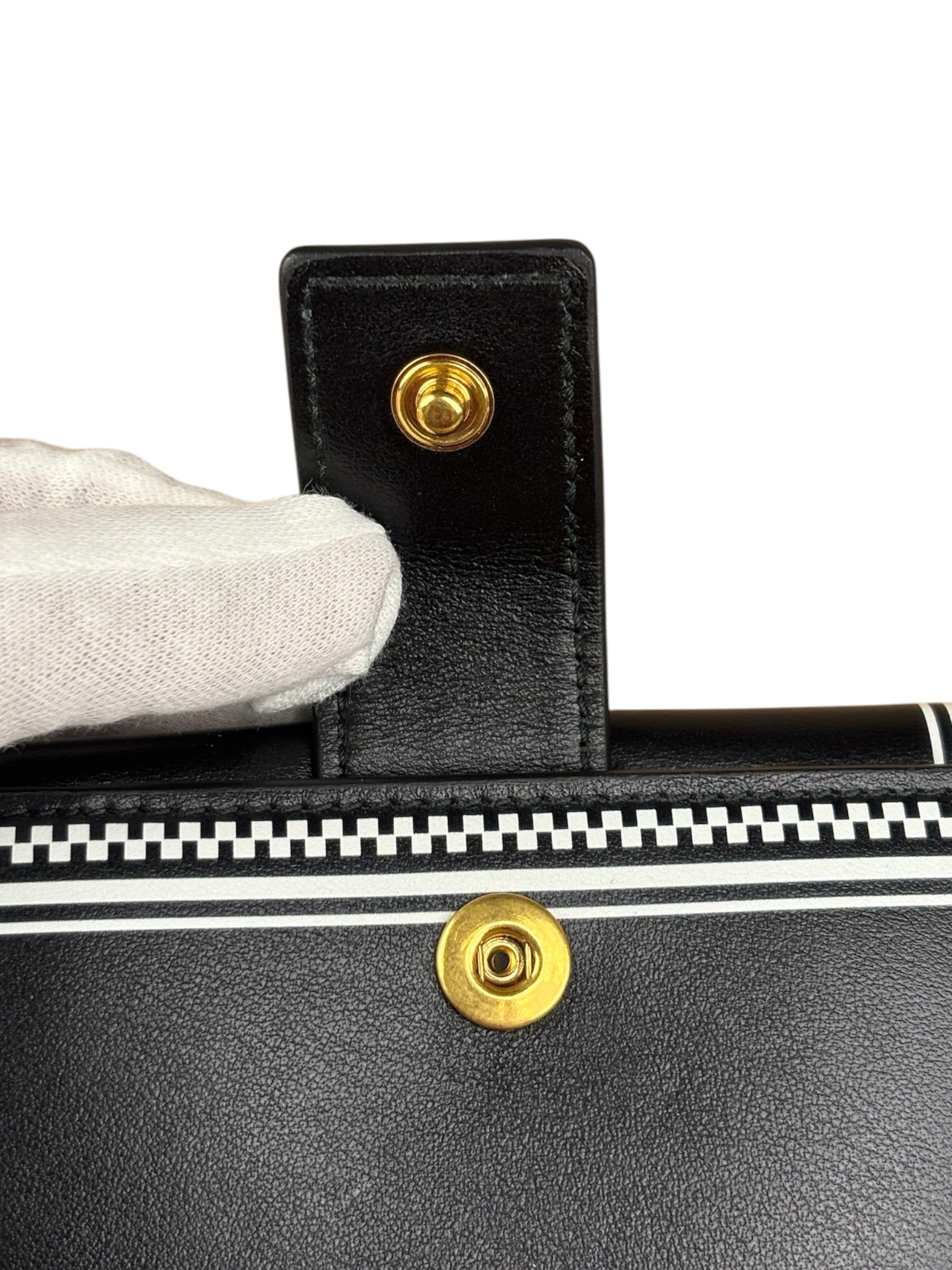 Versace Vintage Black/White Leather Logo Wallet