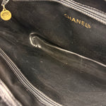Chanel Vintage Black Caviar Leather Triple CC Chain Tote Bag