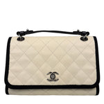 Chanel White Caviar Quilted Top Handle Flap Bag 2018