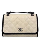 Chanel White Caviar Quilted Top Handle Flap Bag 2018