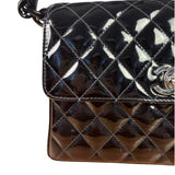 Chanel Black Quilted Patent Leather Top Handle 1996