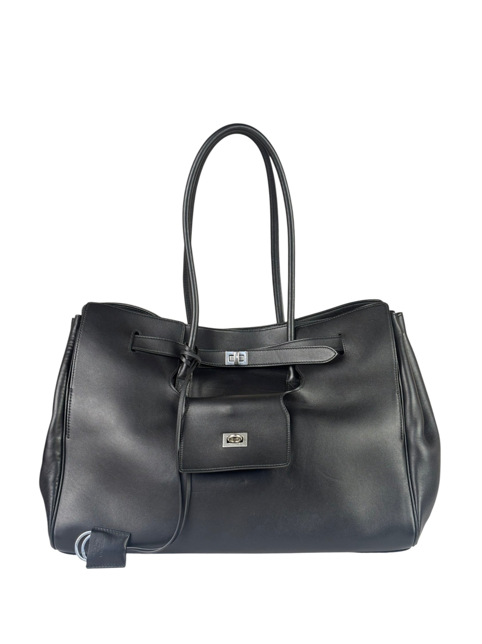 Balenciaga Black Leather Bel Air Carry Carry All Large Tote