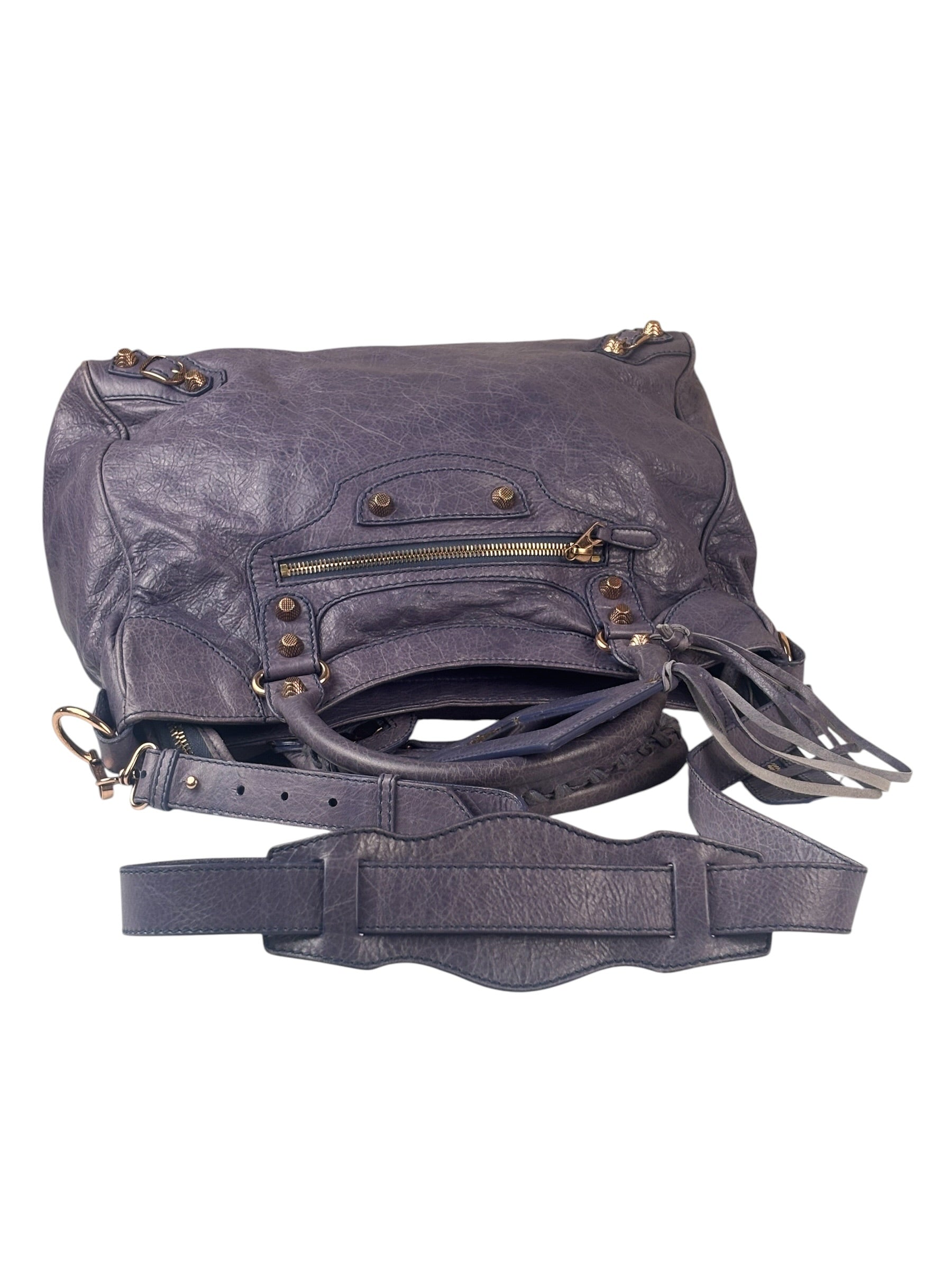 Balenciaga Purple Leather City Two-Way Bag