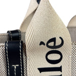 Chloe Beige Leather Trim Woody Tote Bag