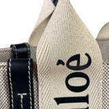 Chloe Beige Leather Trim Woody Tote Bag