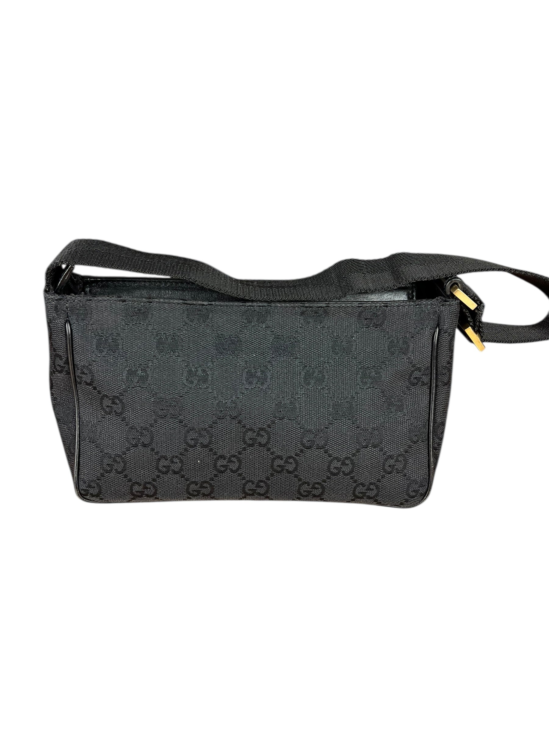 Gucci Vintage GG Black Canvas Pochette