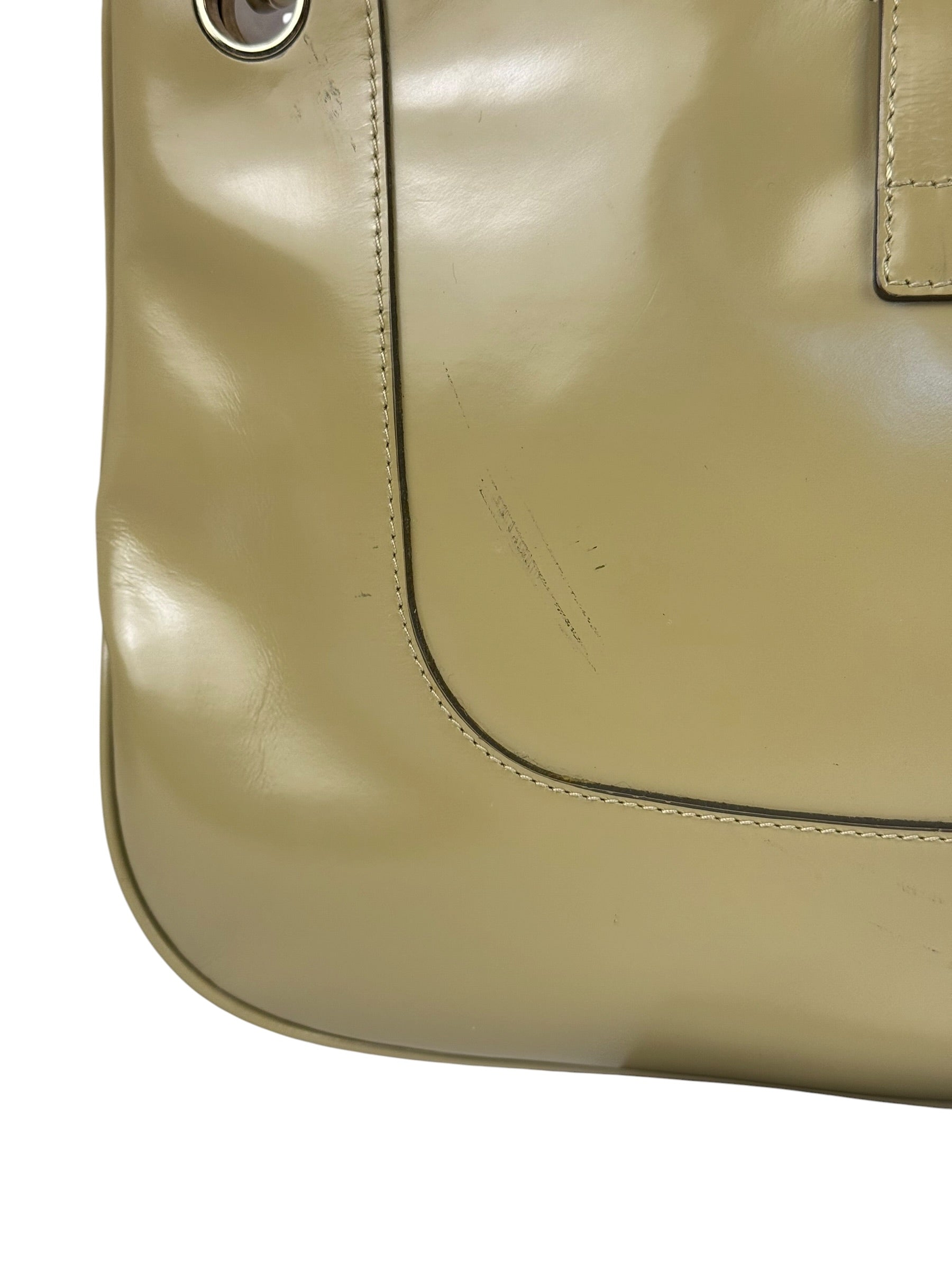 Gucci Vintage Beige Patent Leather Lady Lock Jackie Shoulder Bag