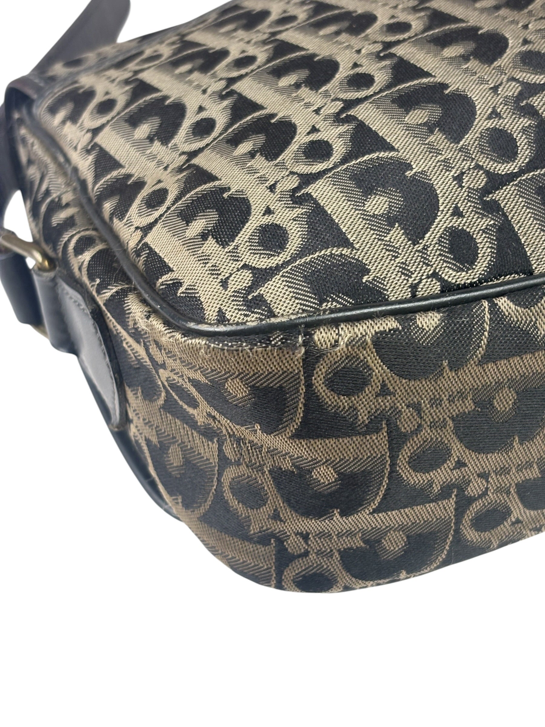 Christian Dior Vintage Black Leather Trim Trotter Crossbody Bag