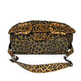 Fendi Brown Leather Trim Leopard Print Buckle Bag