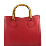 Gucci Red Leather Diana Bamboo Handle Tote