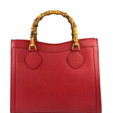 Gucci Red Leather Diana Bamboo Handle Tote