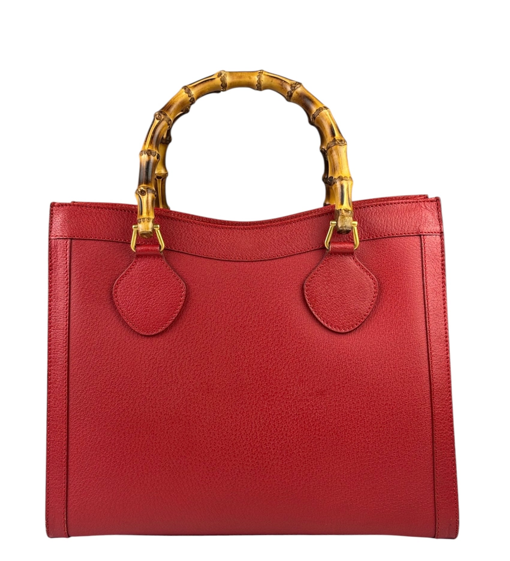 Gucci Red Leather Diana Bamboo Handle Tote