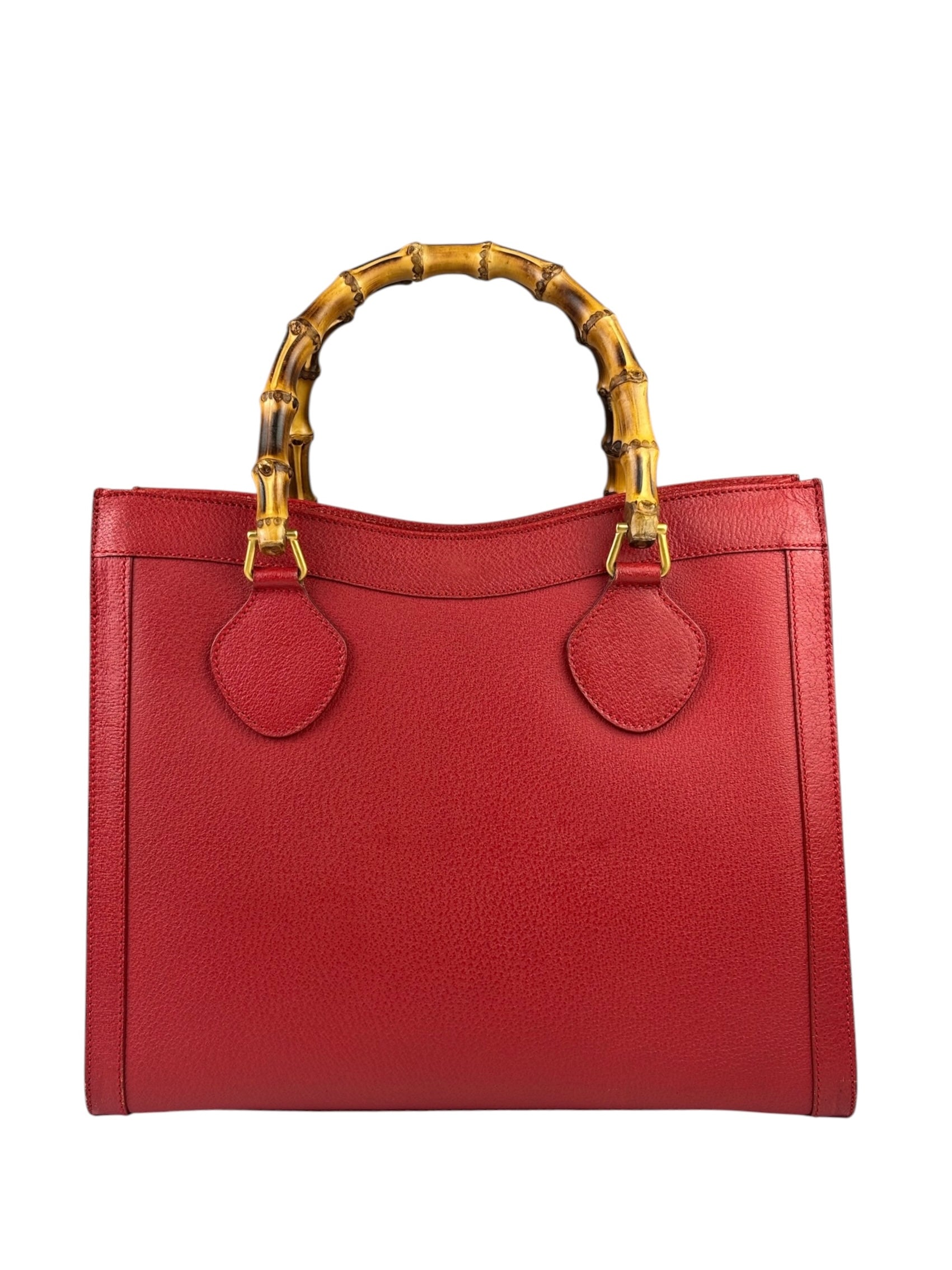 Gucci Red Leather Diana Bamboo Handle Tote