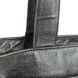 Chanel Vintage Black Leather Zip Shoulder Bag - 1998