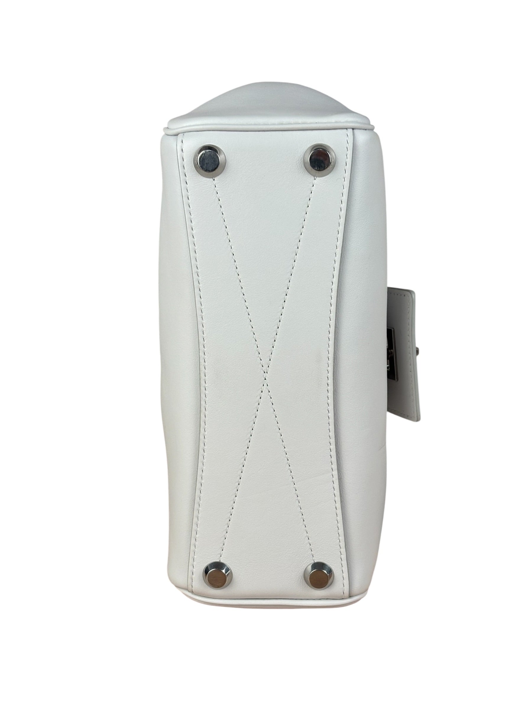 Balenciaga White Leather Bel Air Carry All Handbag