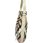 Burberry Beige Leather Trim Nova Check Hobo Bag