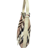 Burberry Beige Leather Trim Nova Check Hobo Bag