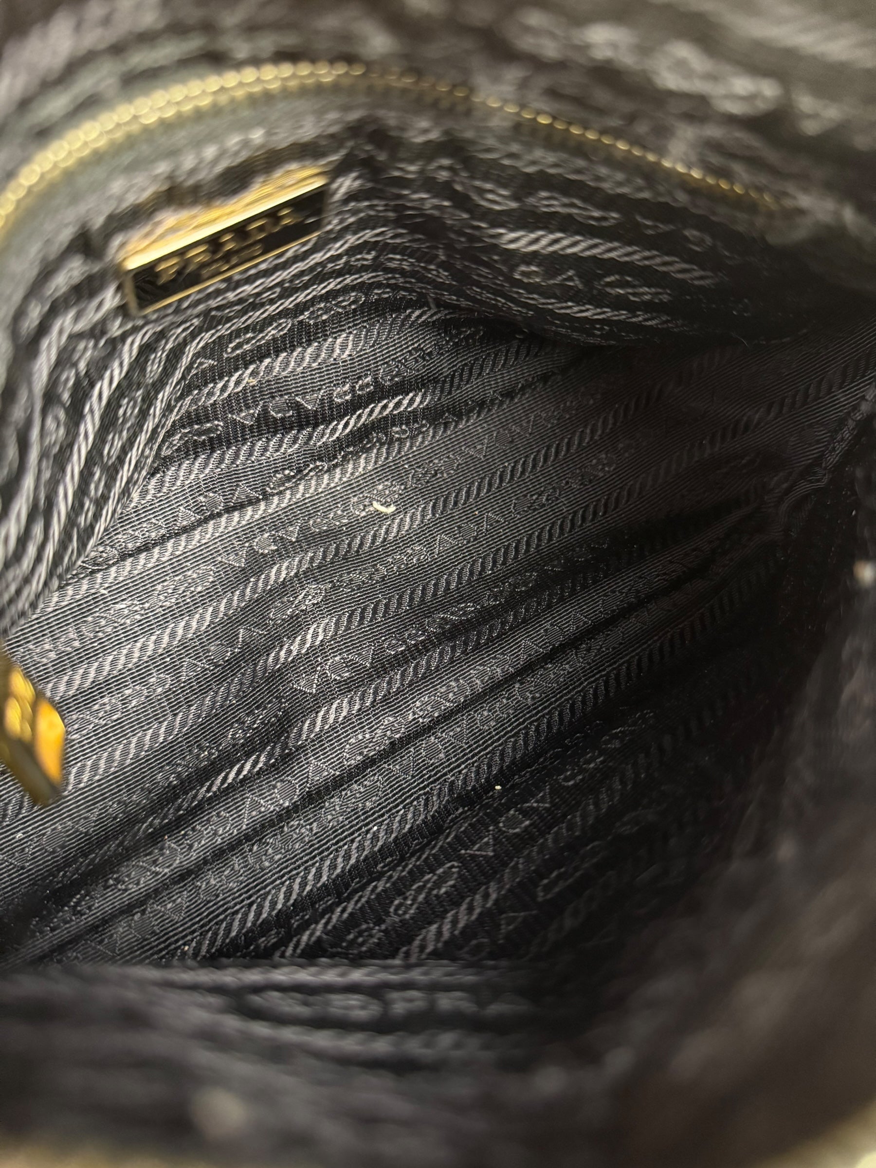 Prada Black Pebbled Leather Pochette