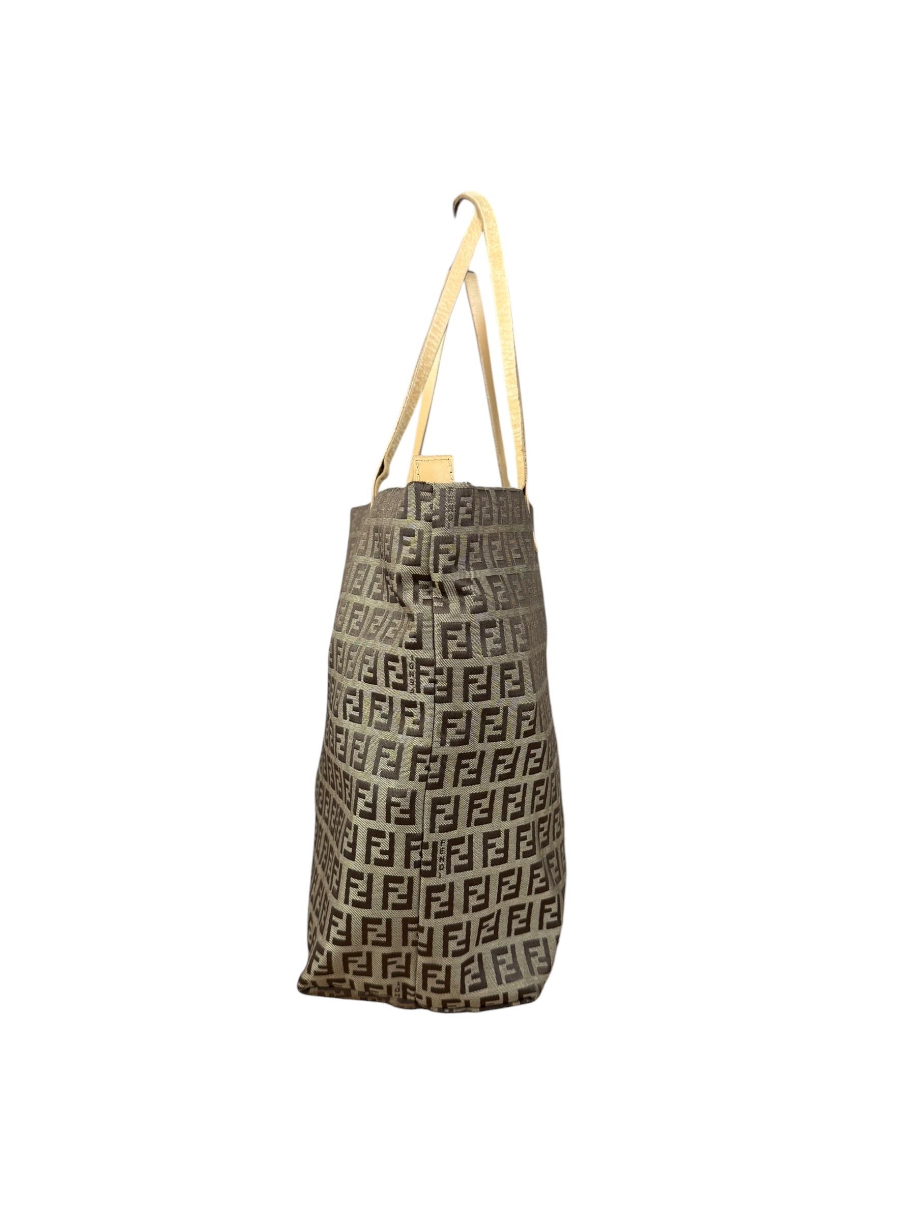 Fendi Vintage FF Canvas Print Zip Shoulder Tote