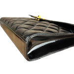 Chanel CC Black Patent Quilted Flap Briefcase Handbag '95