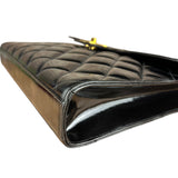 Chanel CC Black Patent Quilted Flap Briefcase Handbag '95