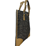 Prada Vintage Brown/Black Woven Tweed Trim Tote Handbag