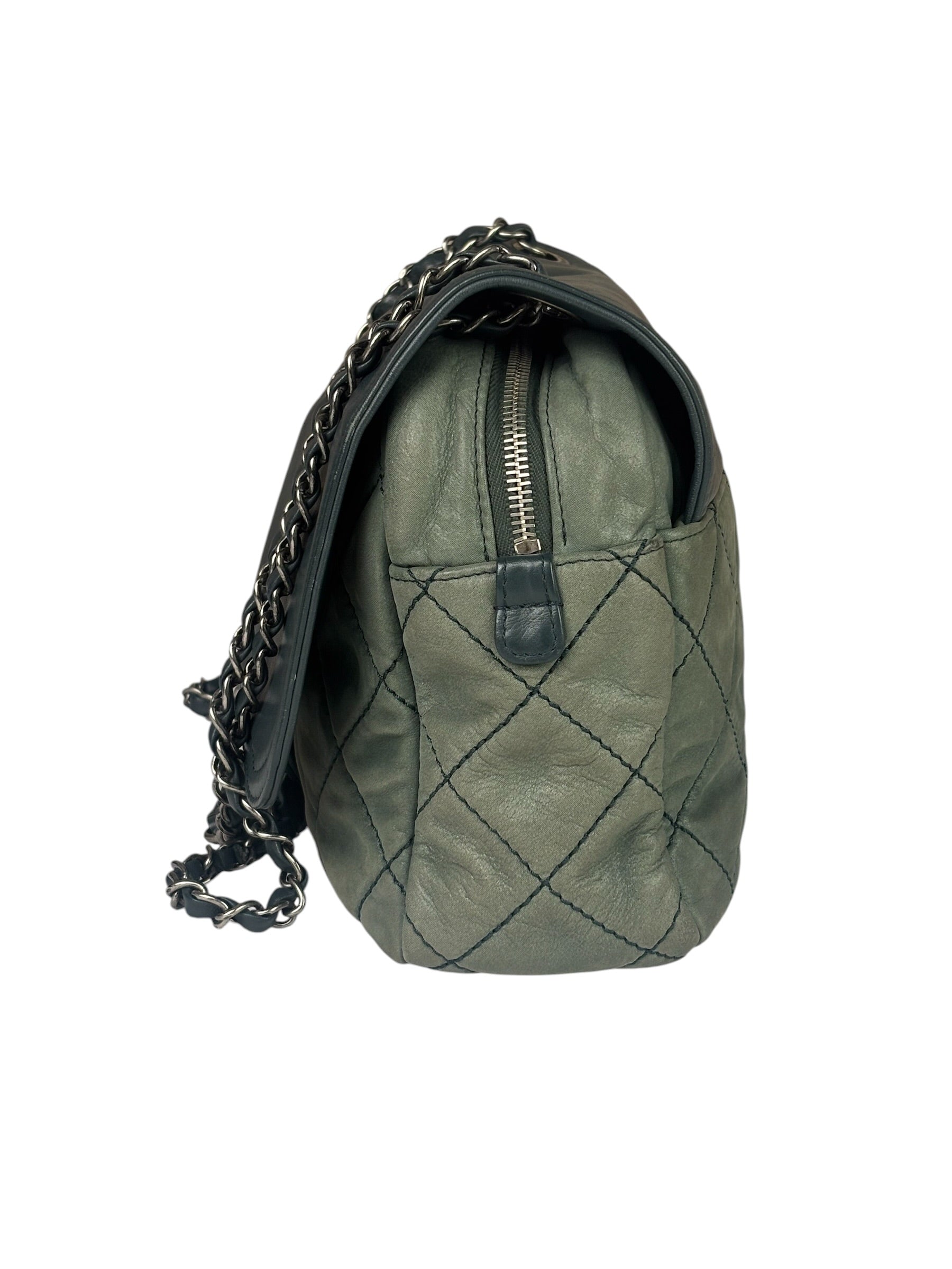 Chanel Sage Green Quilted Leather Flap Bag 2011