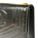 Chanel Black Lizard Leather Envelope Flap Bag 1986