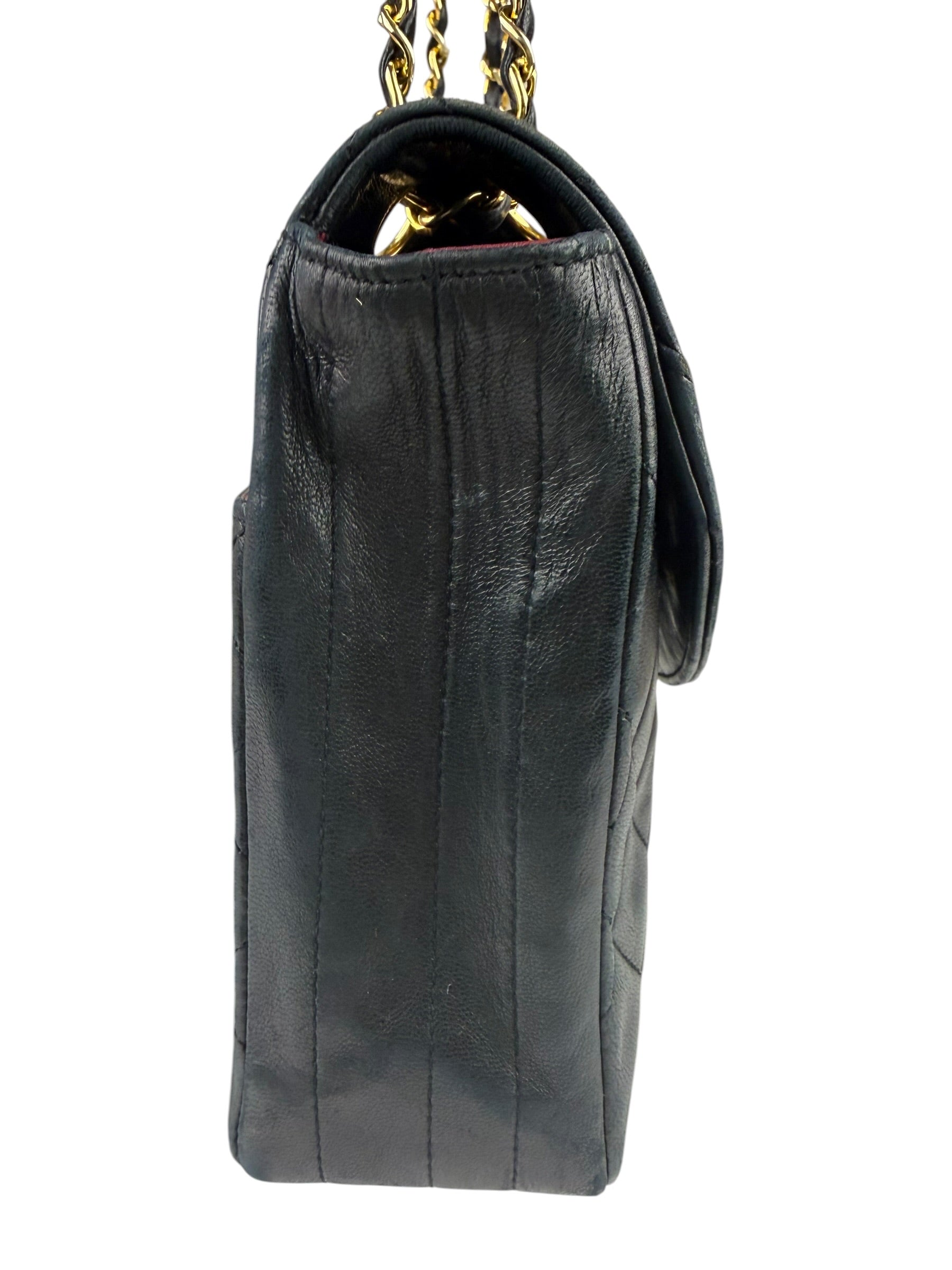 Chanel Black Quilted Lambskin Half Moon Flap 1989