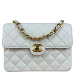 Chanel White Calfskin Square Mini Flap 1994
