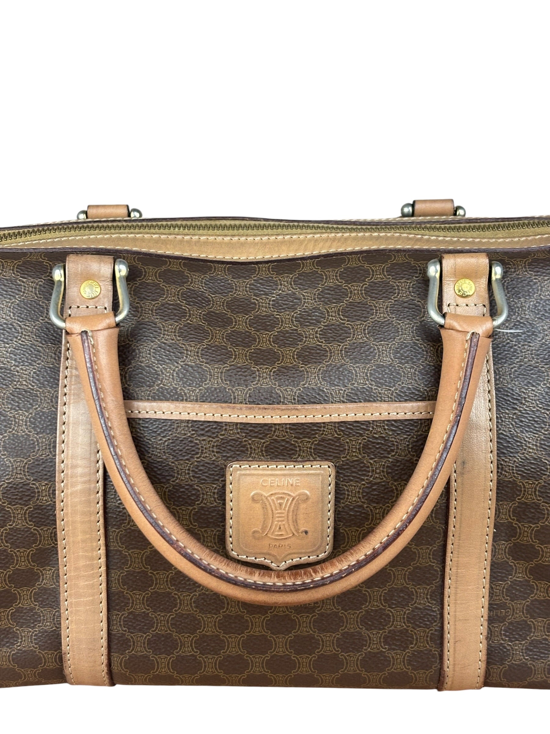 Celine Brown Leather Boston Handbag