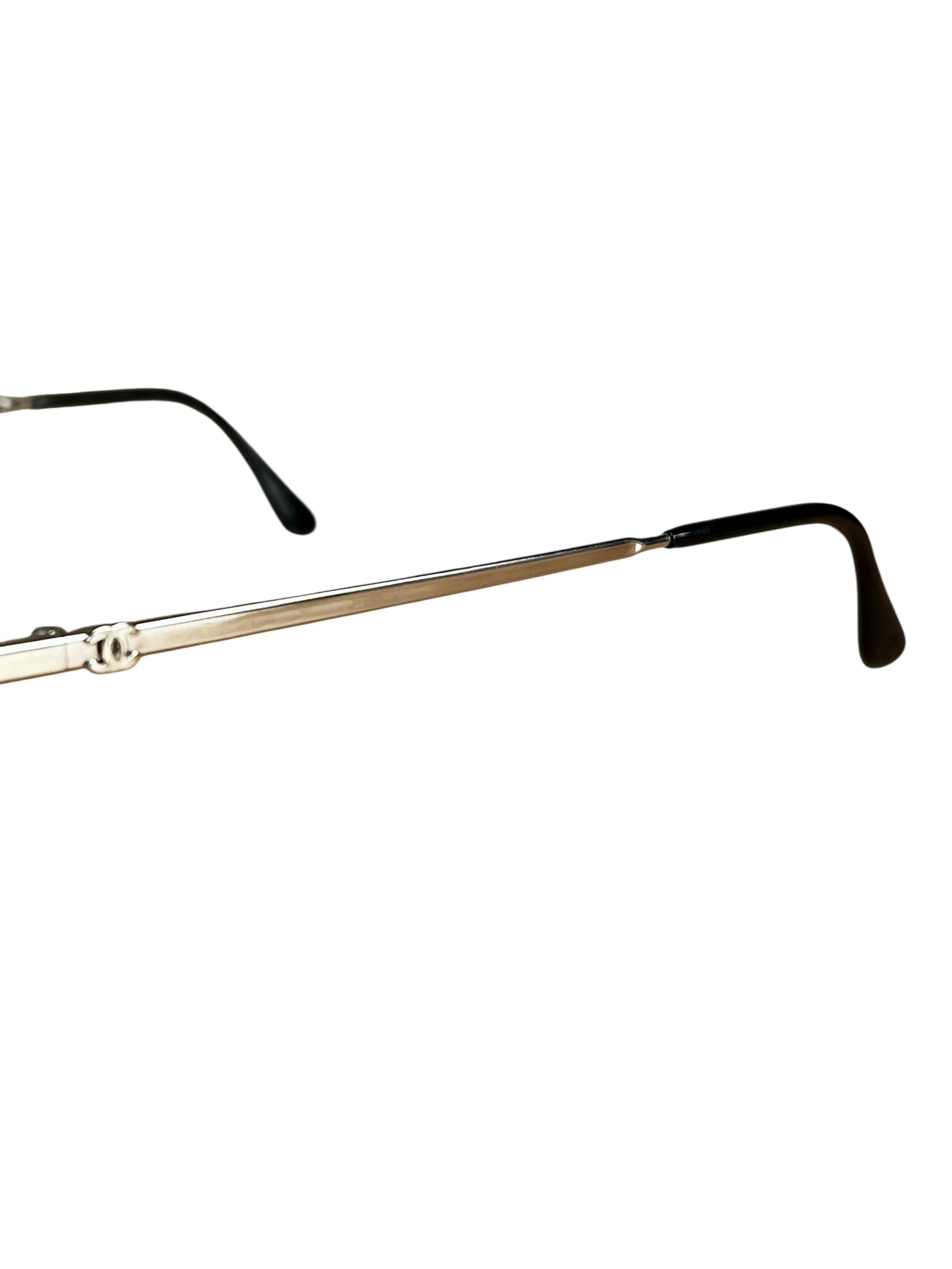 Chanel Vintage CC Circular Silver Frame Sunglasses