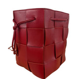 Bottega Veneta Red Leather Cassestte Maxi Intrecciato Bucket Bag
