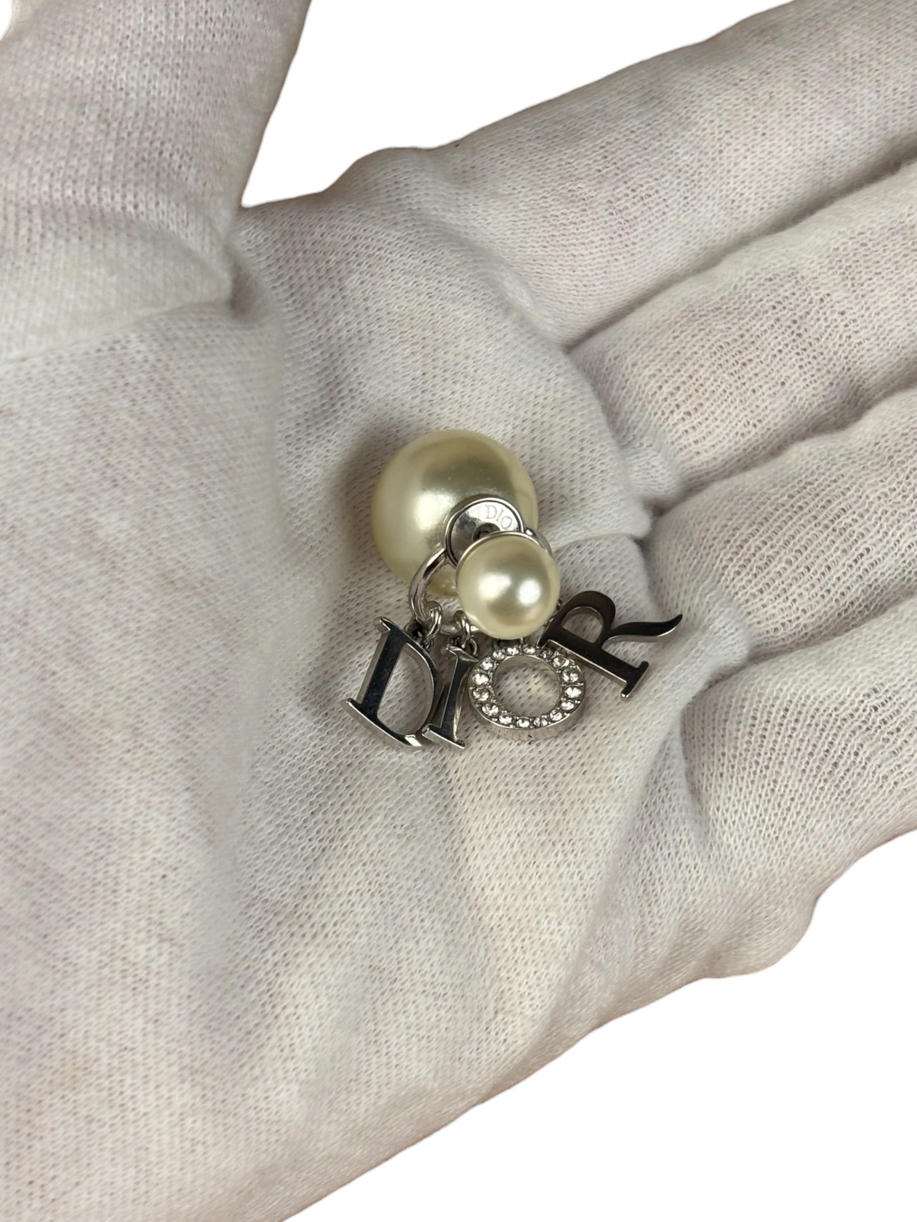 Christian Dior Pearl Spell-Out Earrings