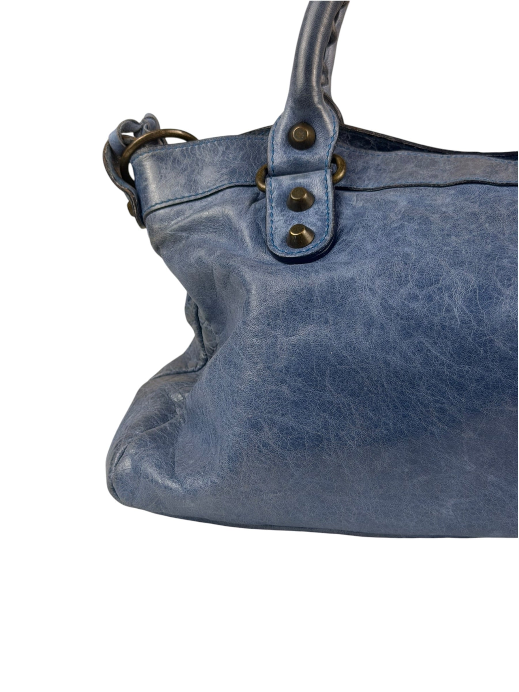 Balenciaga Blue Leather Two-Way First City Bag
