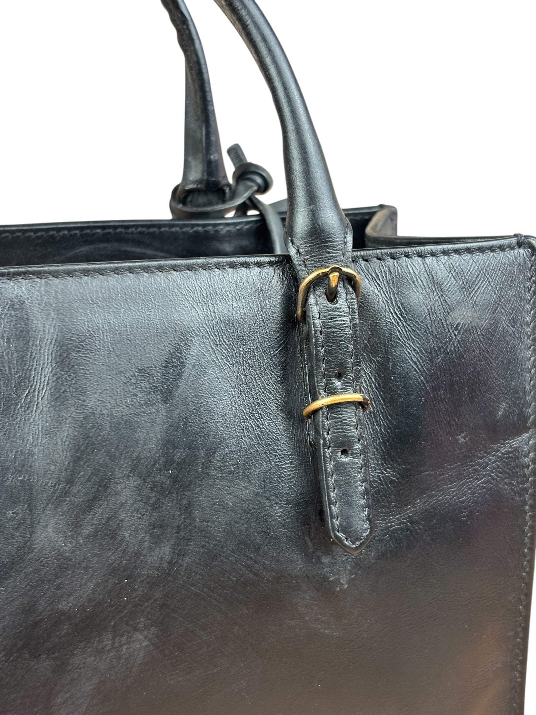 Balenciaga Black Leather papier A4 Tote Bag