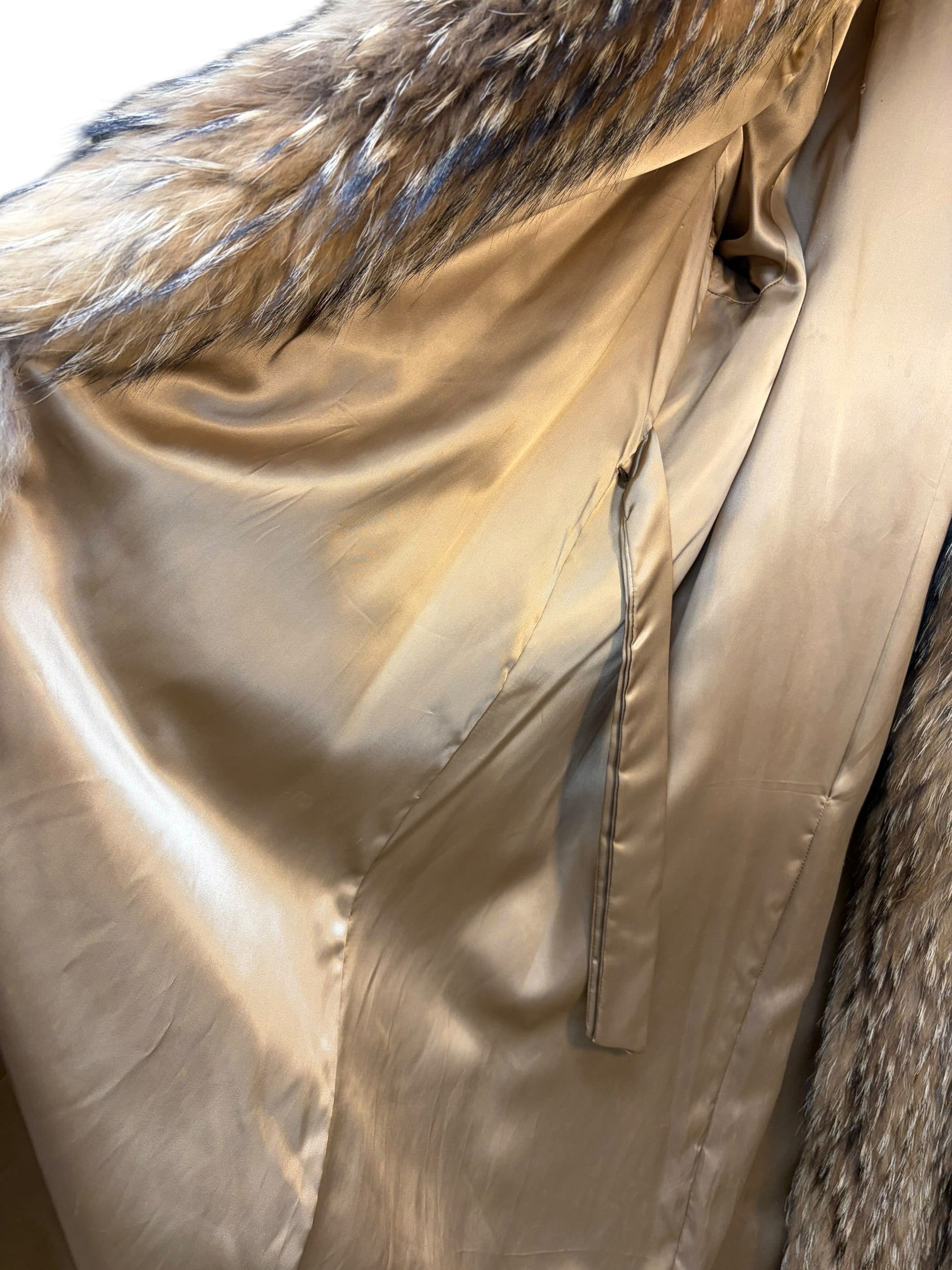 Vintage Brown Raccoon Full Length Fur Coat