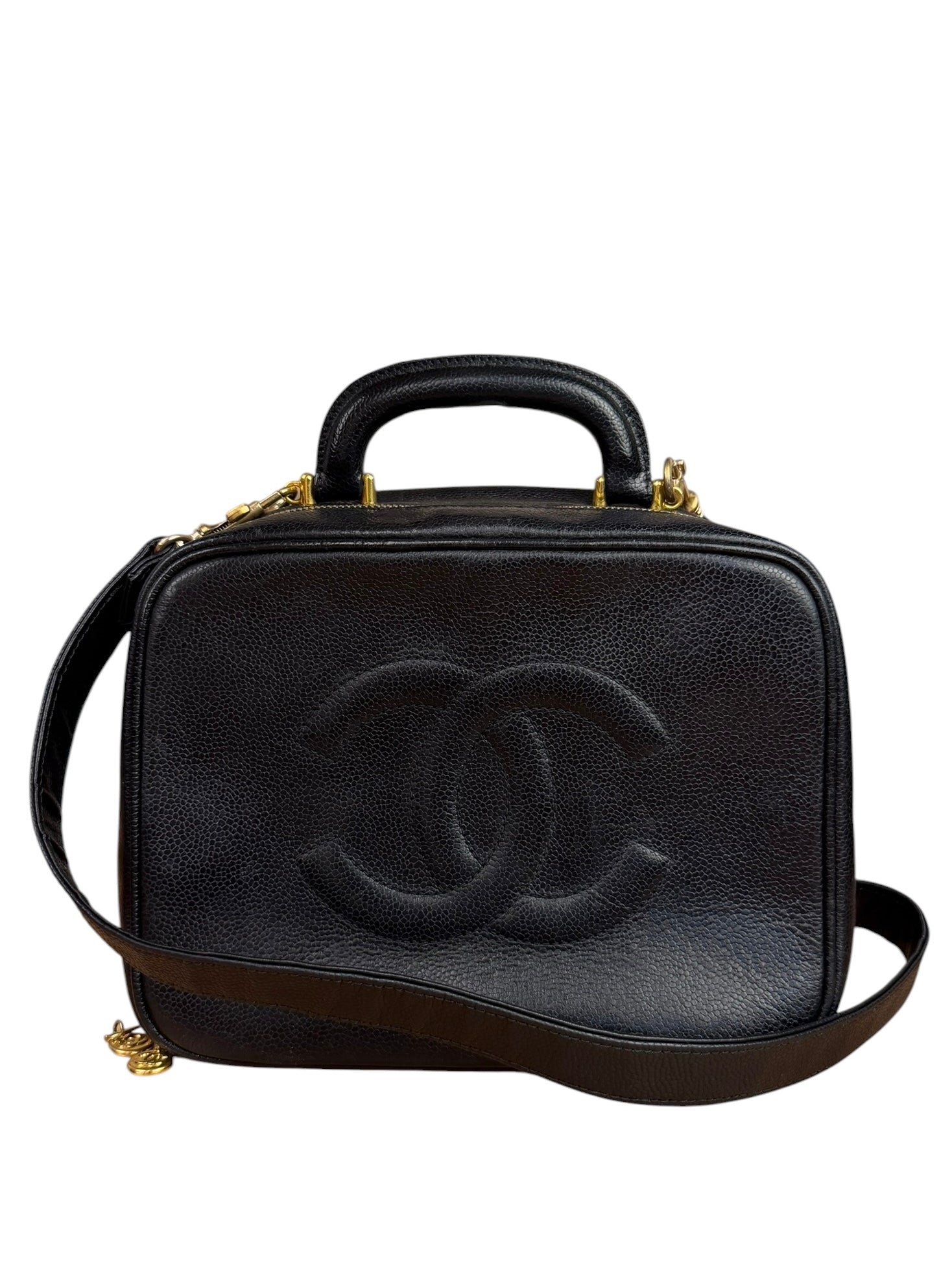 Chanel Black Caviar Leather Vanity 2Way Handbag '96-'97