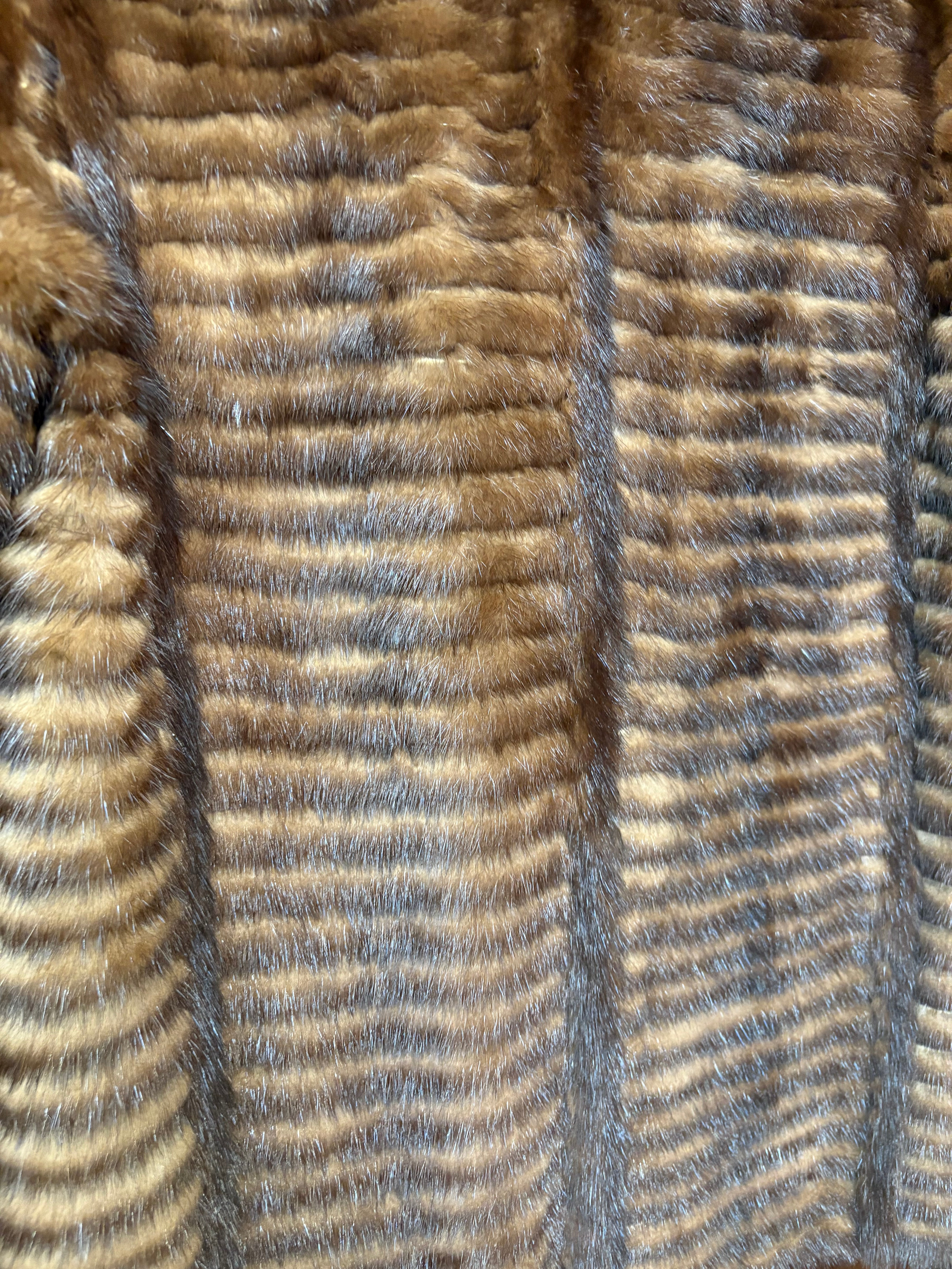 Vintage Dark Brown Stripped Mink Fur Coat
