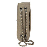Chanel Beige Jersey Leather Trim Classic Double Flap Bag 2005