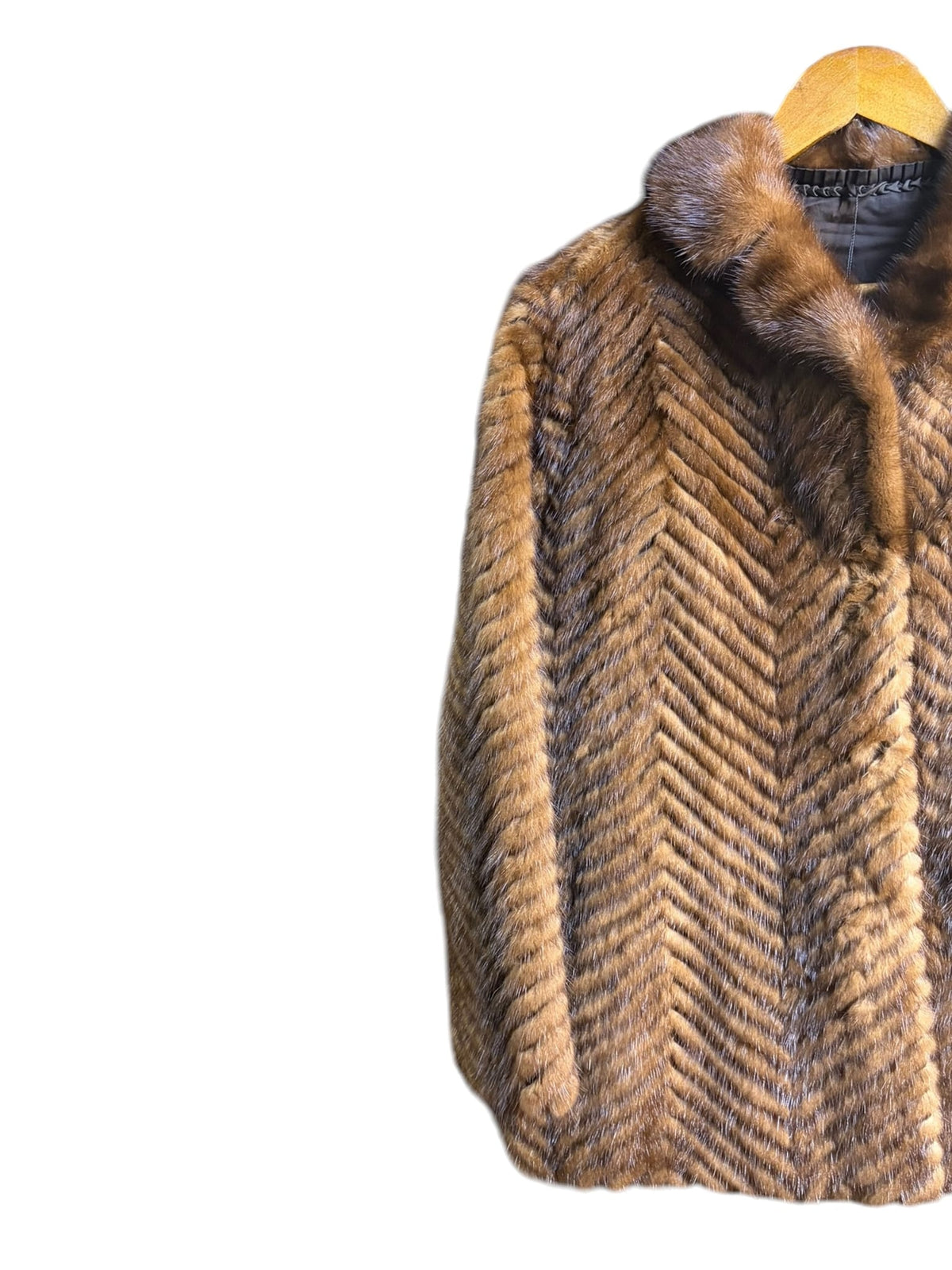 Vintage Brown Chevron Mink Fur Coat