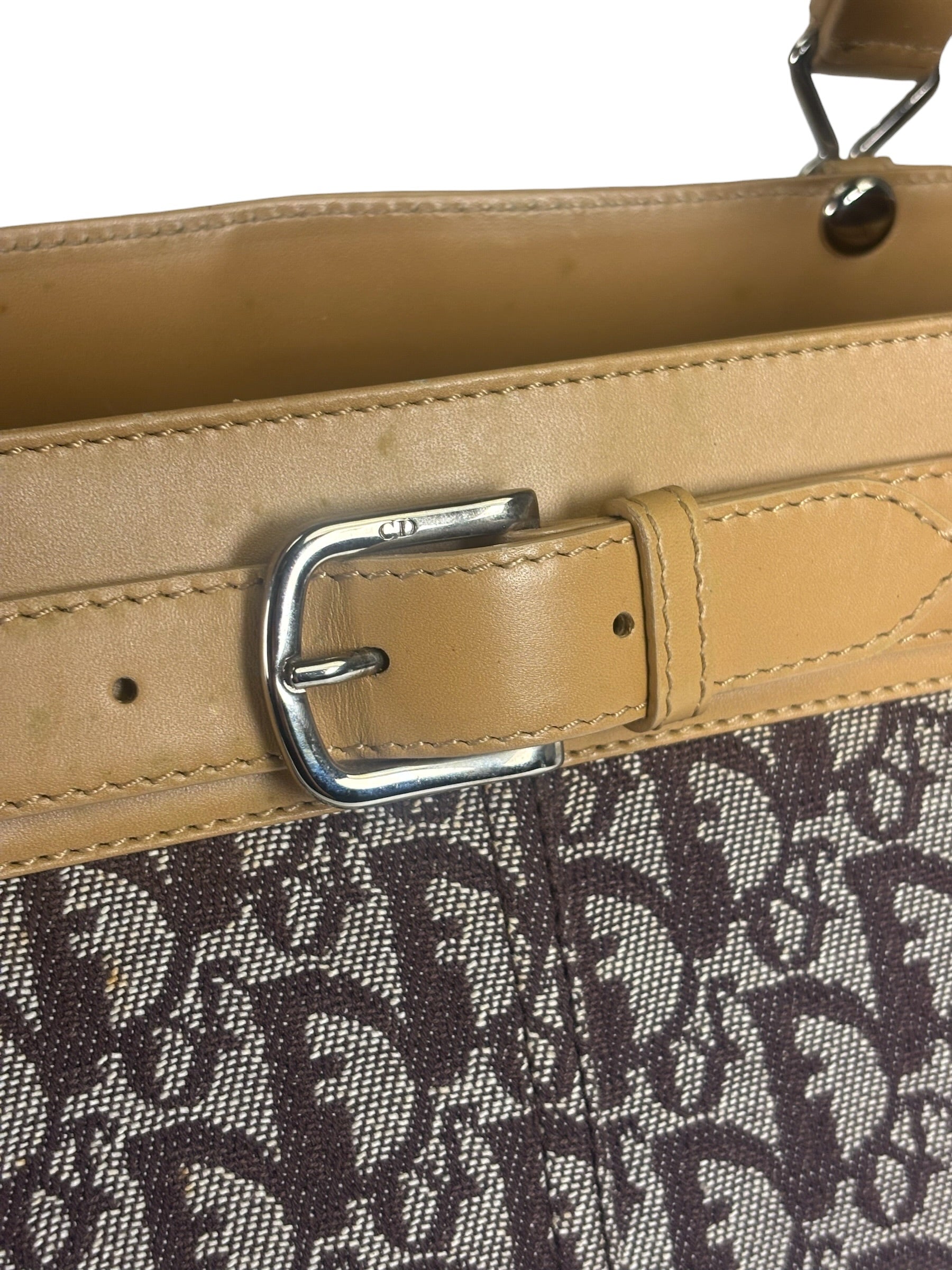 Christian Dior Cloth/Leather Trim Trotter Top Handle Tote