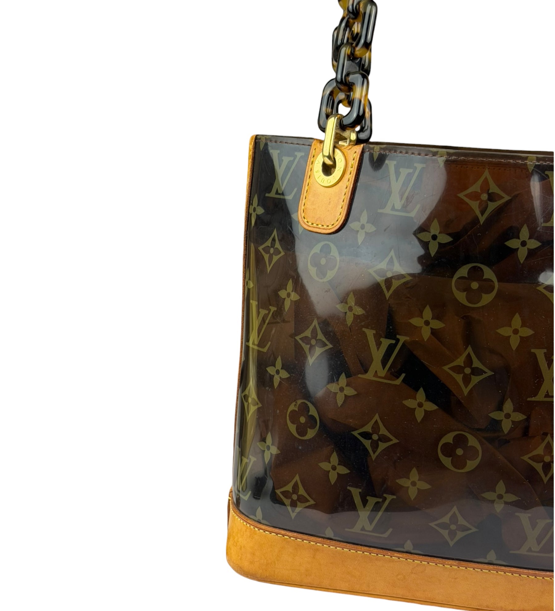 Louis Vuitton Black Vinyl/Leather Trim Cabas Ambre Tote PM
