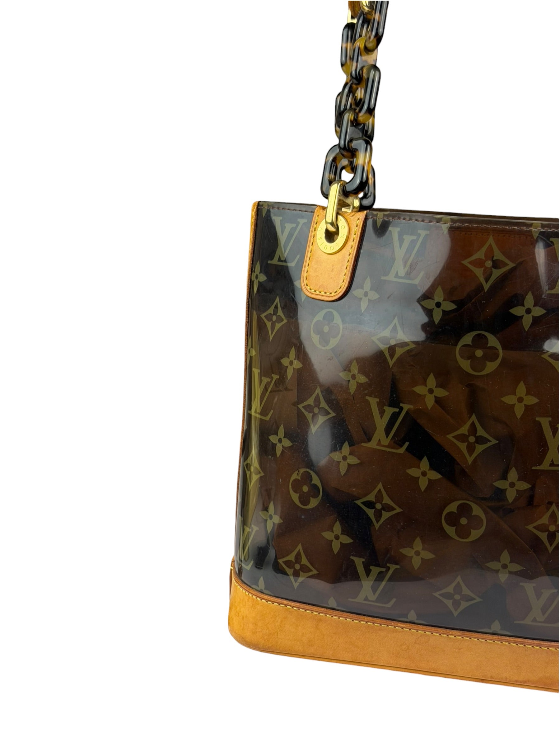 Louis Vuitton Black Vinyl/Leather Trim Cabas Ambre Tote PM