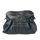 Burberry Black Ruched Leather Curzon Satchel Crossbody Bag